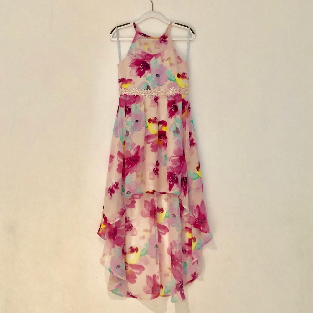 Floral Homecoming Sequin Hearts Girls Dress